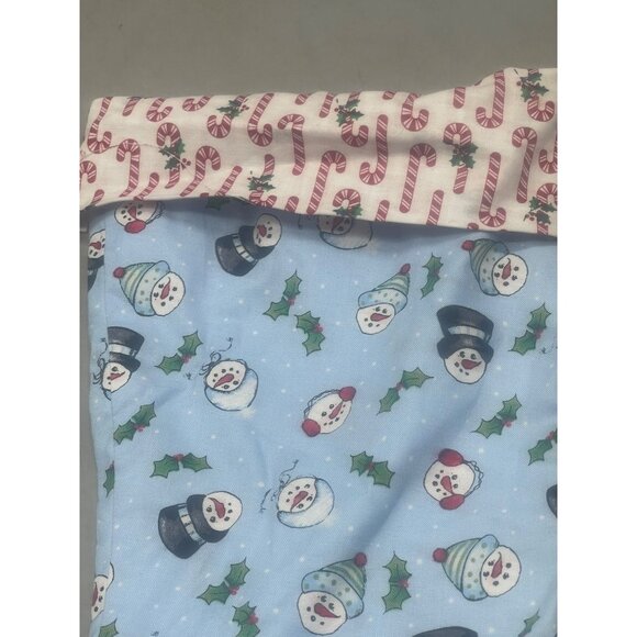 handmade Christmas stocking snowman holly candy canes design red blue 15" READ - Picture 2 of 4